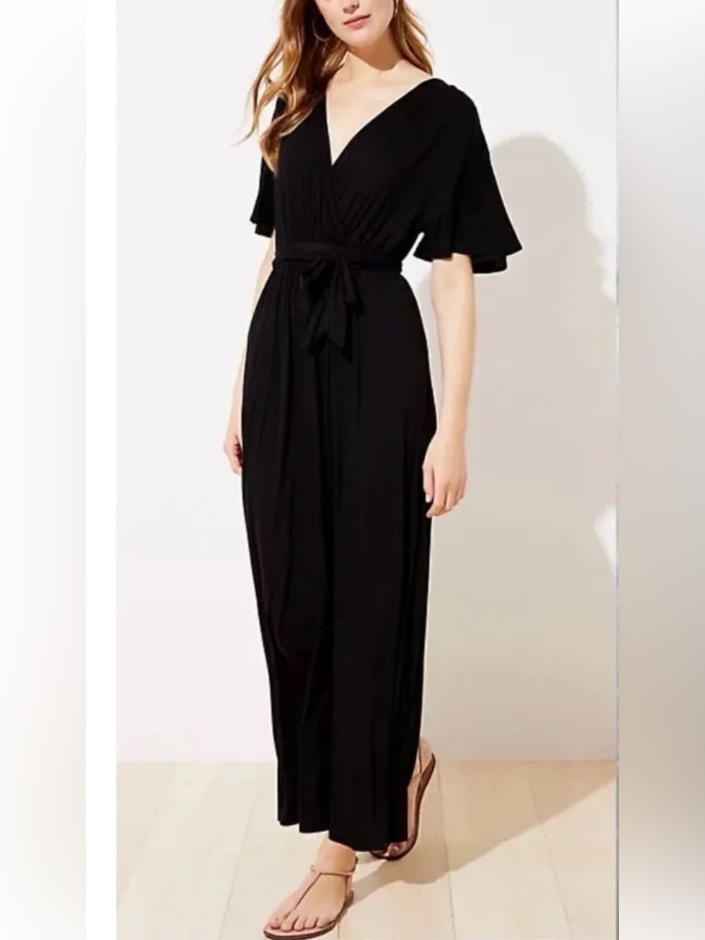 LOFT Black Faux Wrap Beach Coverup M